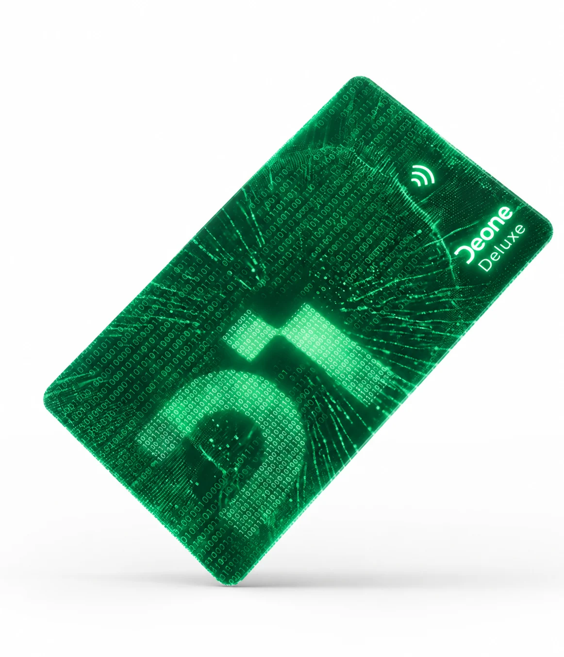 Deone tokenized payment card with no printed card number, CVV, or expiry date